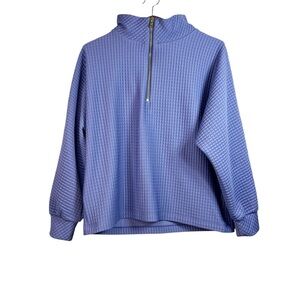 DUDLEY STEPHENS Pocomo Pullover in Purple Waffle Knit Textured Quarter Zip XL